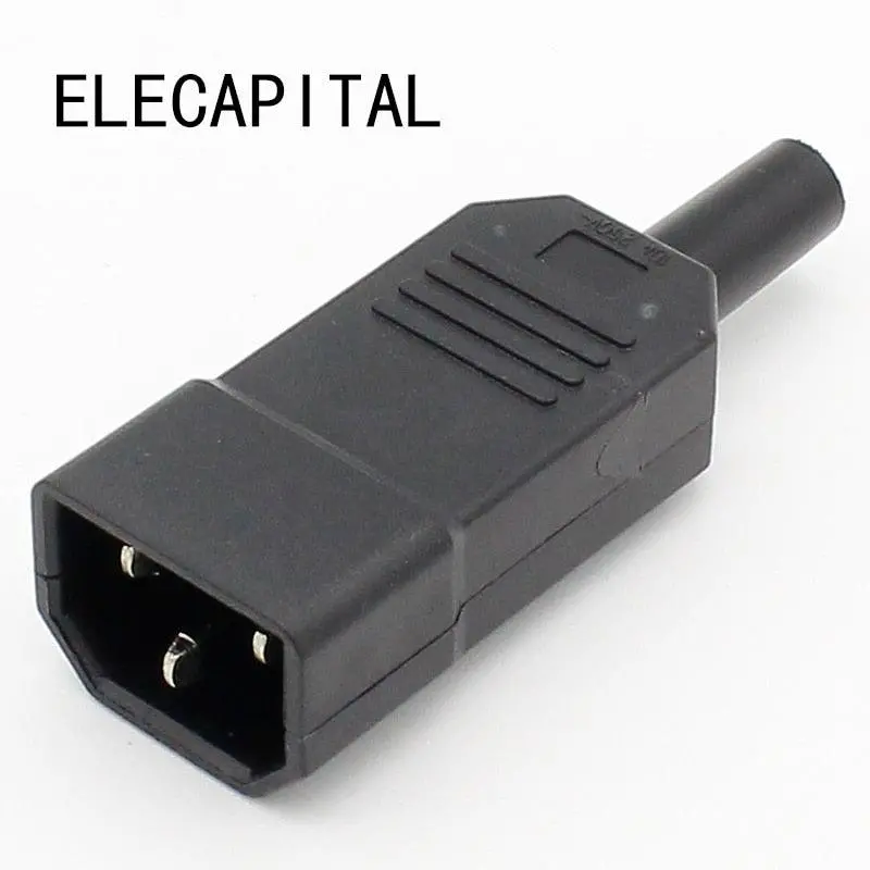 10-Pack Rewirable Iec C13 Male Power Connectors – 10A 250V Black Ac Input Plugs 1