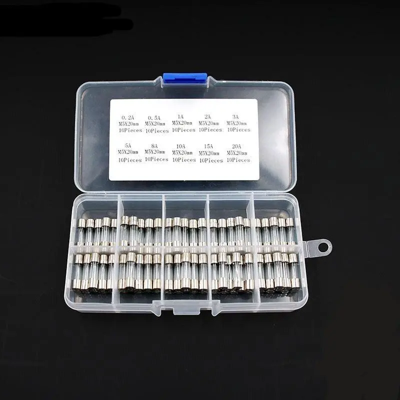 100-Piece Glass Tube Fuse Kit – Assorted Fast-Blow 5X20Mm Fuses (0.2A–30A) In Protective Storage Box 2