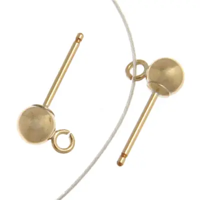 14K Gold Filled Ball Post Earring Findings With Jump Ring 1