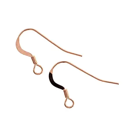 14K Rose Gold-Filled Flat Coil Ear Wires – 0.61Mm Thickness, Lightweight Design, ~1G 1