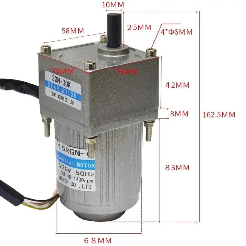 15W Ac Geared Motor With Speed Controller — 110V/220V, 7.5–675 Rpm Variable Output 1