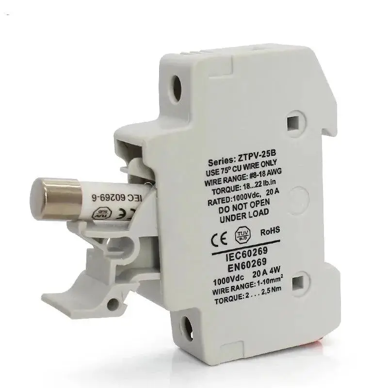 20-Pack Solar Pv Fuse Kits — Includes Holder + 10A/12A/15A/20A 1000V Dc Fuses (10×38Mm Gpv Bx0234/6) 1