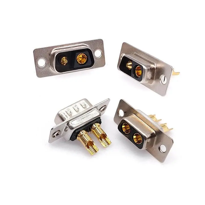 2W2 2V2 High-Current 2-Pin D-Sub Connector – 30A Gold-Plated Solder-Type Power Plug & Socket 1