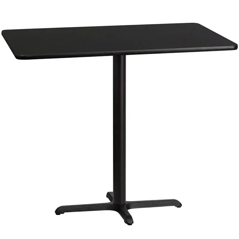 30 X 48 Inch Black Laminate Rectangular Tabletop With Bar-Height Base – Xu-Blktb-3048-T2230B-Gg 1