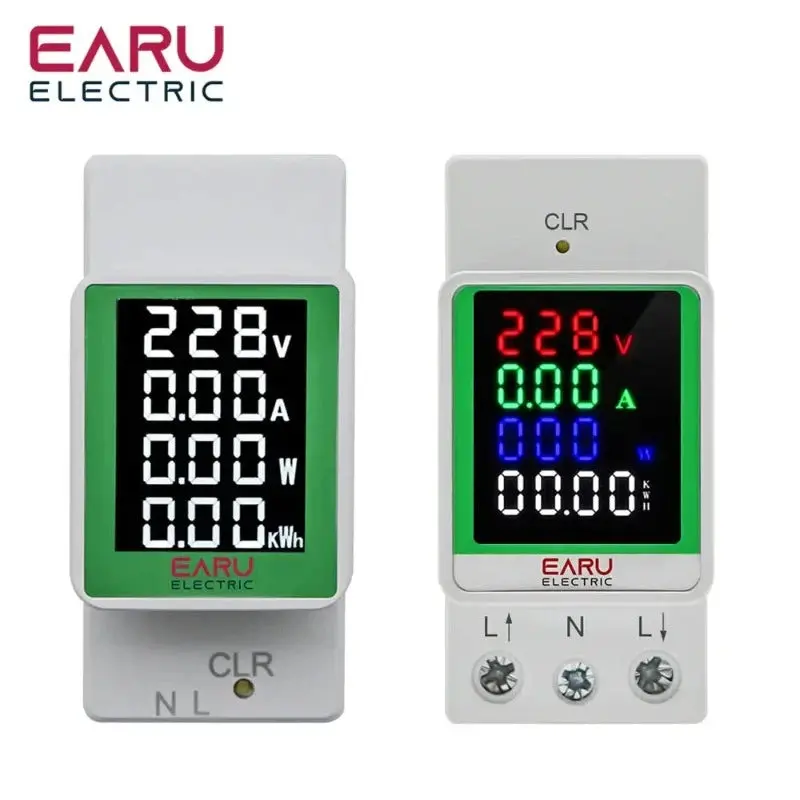 4-In-1 Digital Energy Monitor – Din-Rail Ac Power Meter For 100A Circuits, Measuring Voltage, Current, Kw, And Kwh (110V/220V) 1