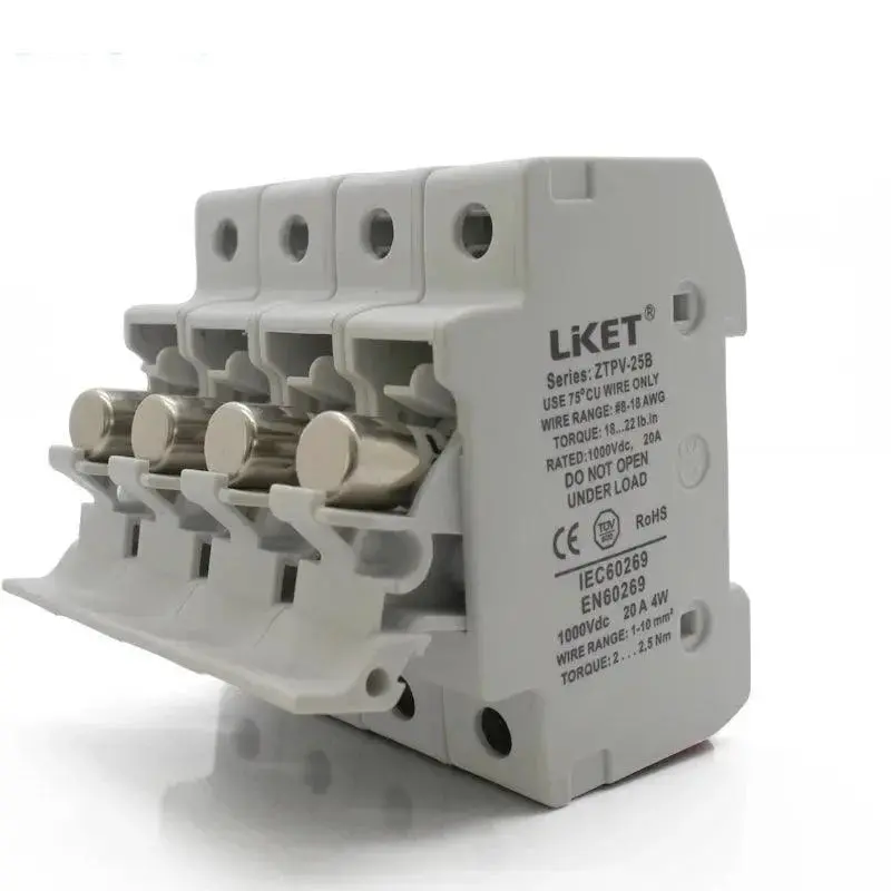 4-Pole Parallel Pv Fuse Holder — 1000V Dc, 10×38Mm Fusible, Gpv-Compliant Solar Protection Unit 1