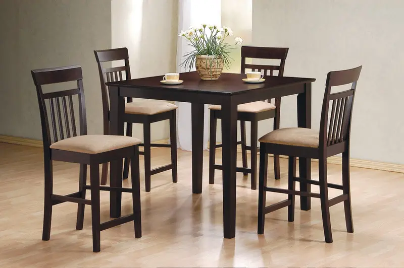 5-Piece Cappuccino & Tan Counter Height Dining Set 1