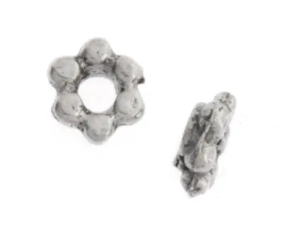 5Mm Daisy-Shaped Bead Cap – Antique Silver, Hypoallergenic 1