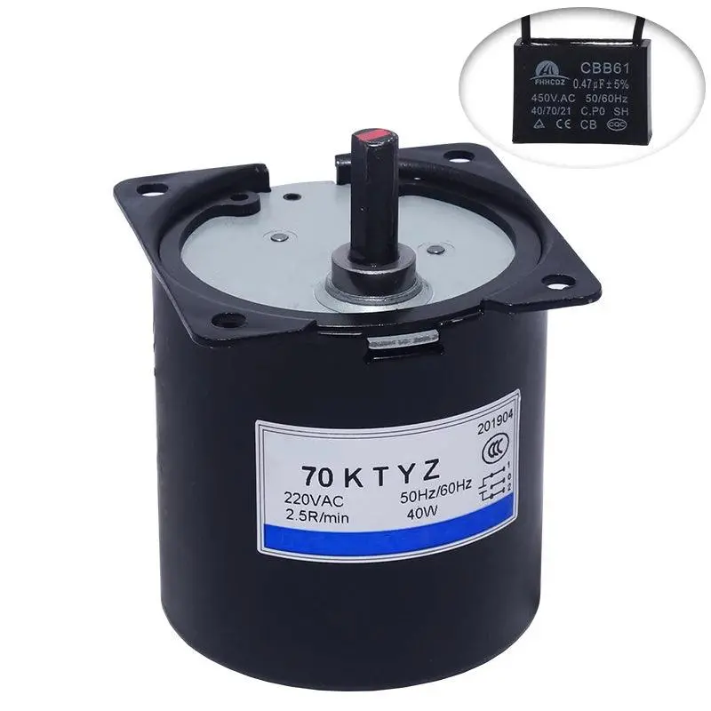 70Ktyz Metal-Geared Synchronous Motor – 40W, 220V, Bidirectional, 2.5–110 Rpm, 160Kg Torque 1