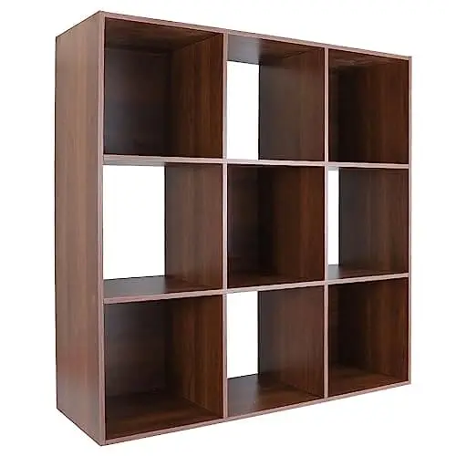 9-Cube Espresso Storage Shelf – Compact Cube Organizer With Wood-Grain Finish, 35.9" Tall X 35.9" Wide 1