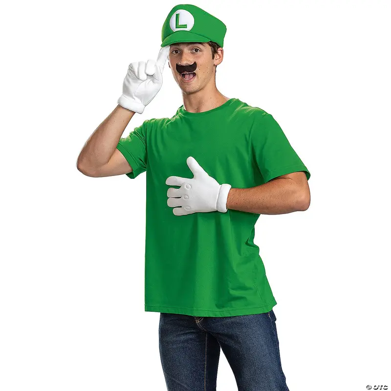 Adult Luigi Costume Accessory Kit – Elevated Super Mario Bros Style 1