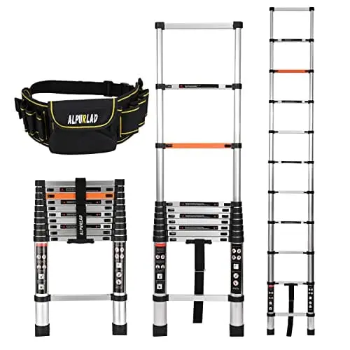 Alpurlad 10.5-Foot Aluminum Telescoping Ladder – Lightweight Loft & Attic Access 1