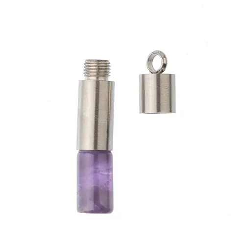 Amethyst Aroma Pendant With Stainless Steel Cylinder Top – Semi-Precious Essential Oil Diffuser 1