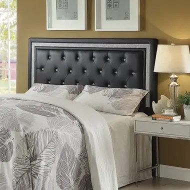 Andenne Tufted Upholstered Headboard For Queen Or Full Beds – Black Fabric - Model 300544Qf 1
