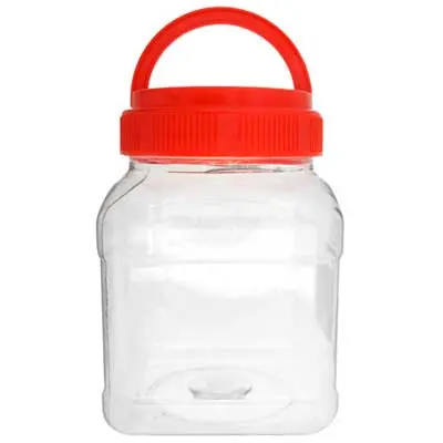 Assorted Color Plastic Jars – 5" X 3" With Yellow, Blue & Red Lids 1