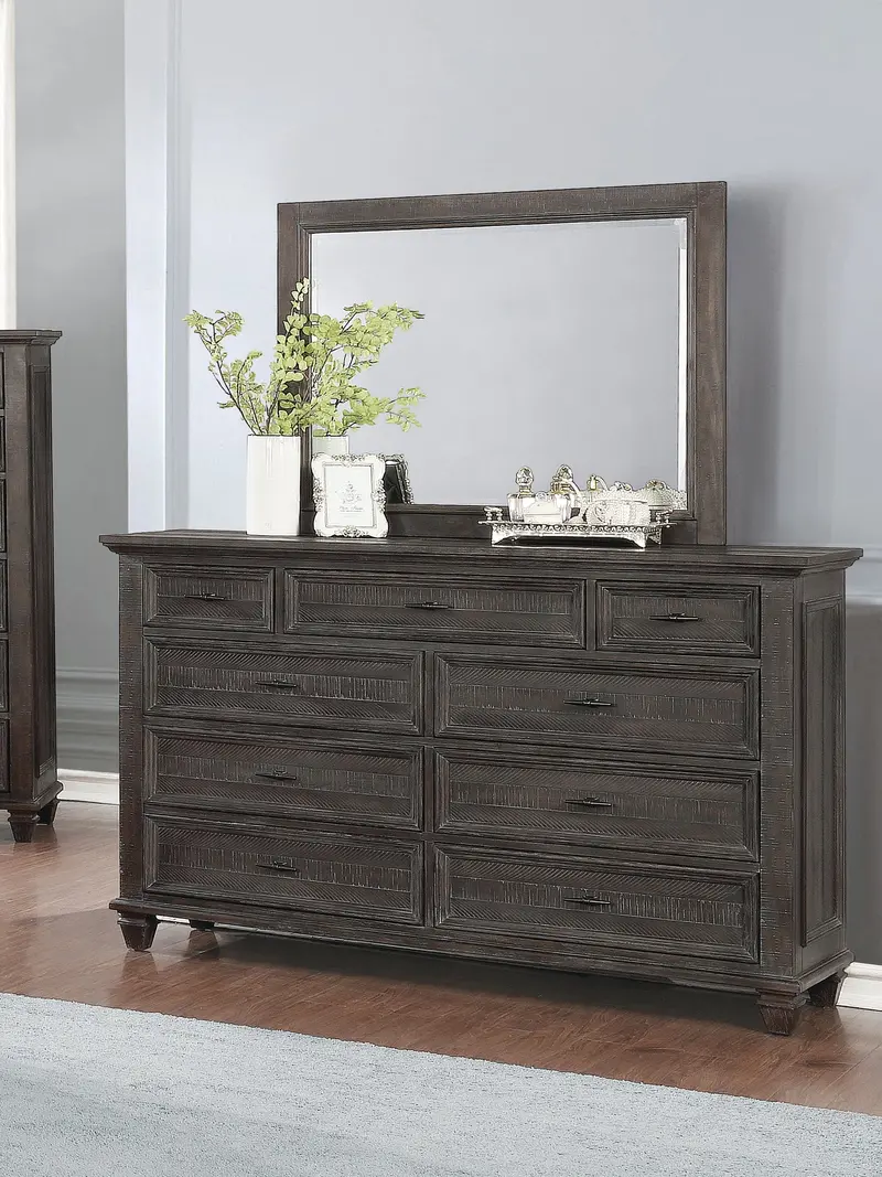 Atascadero Weathered Carbon Rectangular Mirror – Farmhouse-Style Bedroom Accent Mirror With Easy-Mount Design 1