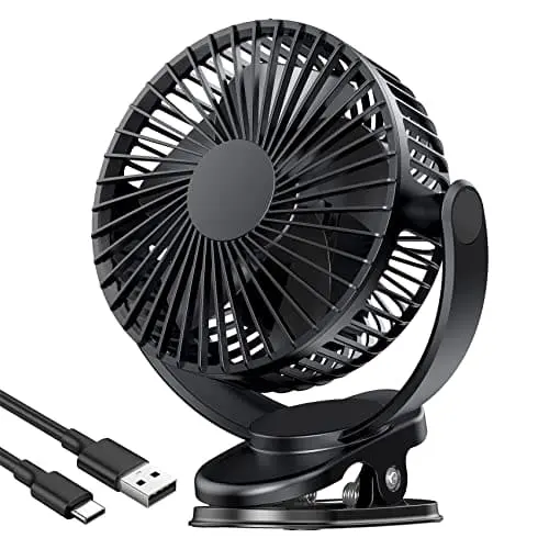 Atengeus Portable Usb Desk Fan – Rechargeable 5000Mah Clip-On Fan With 3 Speeds, 720° Swivel & Heavy-Duty Clamp For Home, Car, Camping, Or Treadmill Use 1