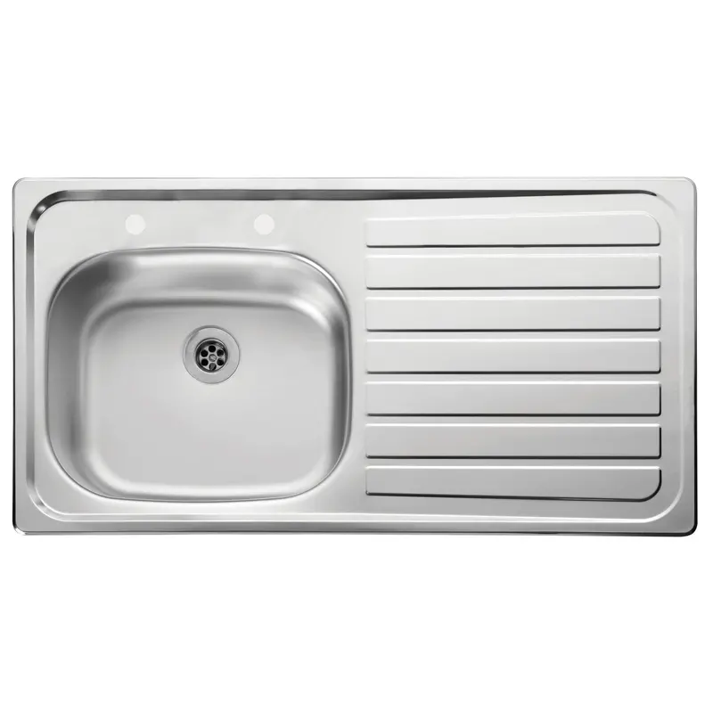 Aughen Stainless Steel Single-Basin Kitchen Sink With Right-Side Drain Board – Residential & Commercial Grade (Augh018) 1