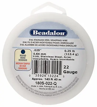 Beadalon 316L Stainless Steel Round Wire, 22 Gauge, 1/4 Pound (143 Feet) 1