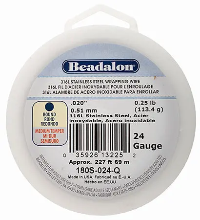 Beadalon 316L Stainless Steel Round Wire, 24 Gauge, 1/4 Pound (69 Meters / 227 Feet) 1