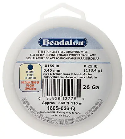 Beadalon 316L Stainless Steel Round Wire, 26 Gauge, 1/4 Pound (363 Feet) 1