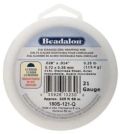 Beadalon 316L Stainless Steel Square Wire, 24 Gauge, 1/4 Pound (89 Feet) 1