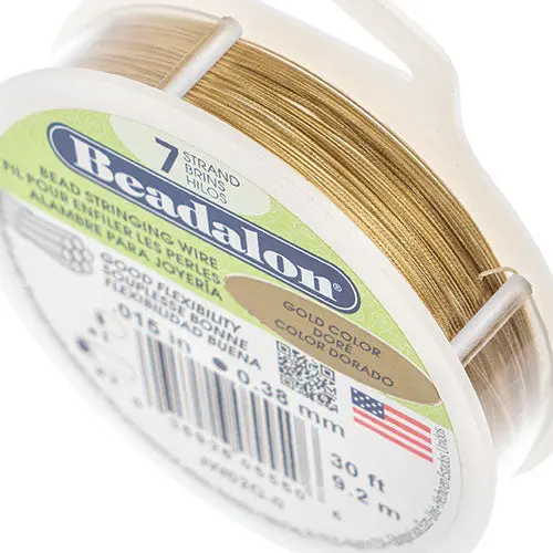 Beadalon Gold-Finish 7-Strand Beading Wire – 0.015 In, 30 Ft 1
