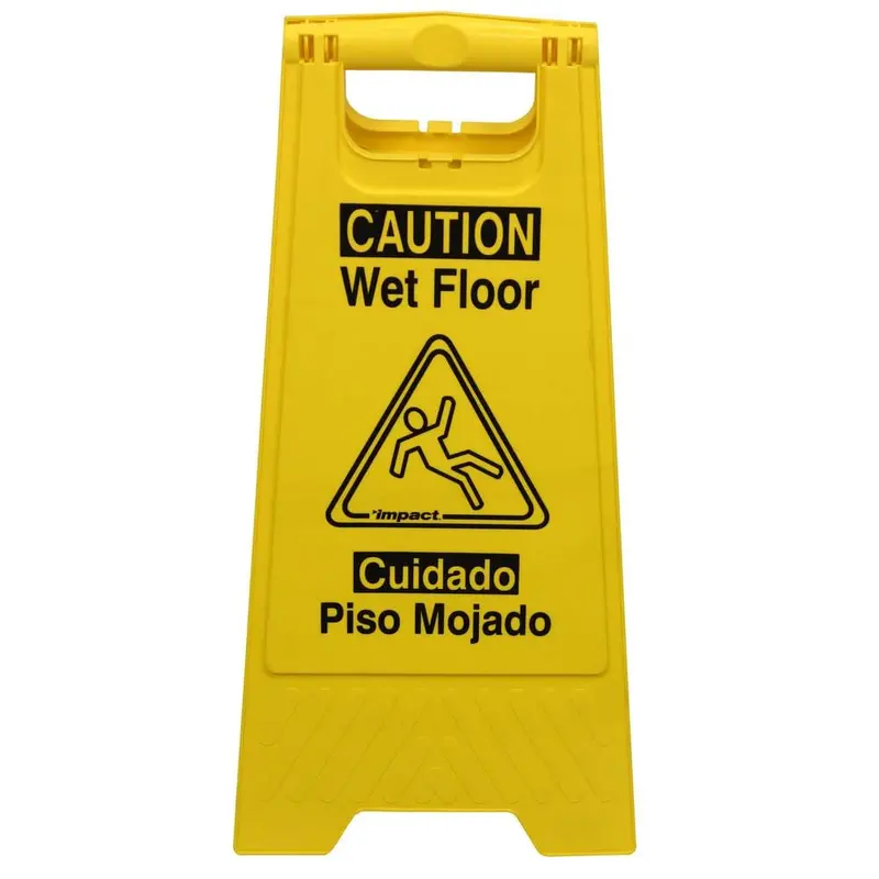 Bilingual Wet Floor Sign – 24" Yellow Caution Sign With Dual English/Spanish Warning Messages (Cwfs12) 1