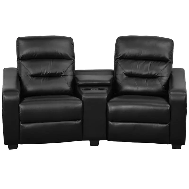Black Leathersoft Futura 2-Seat Theater Recliner With Integrated Cup Holders – Bt-70380-2-Bk-Gg 4
