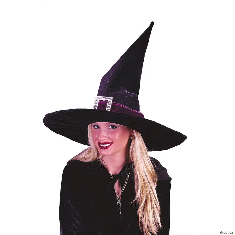 Black Velour Witch Hat With Silver Buckle – Adult Size 1