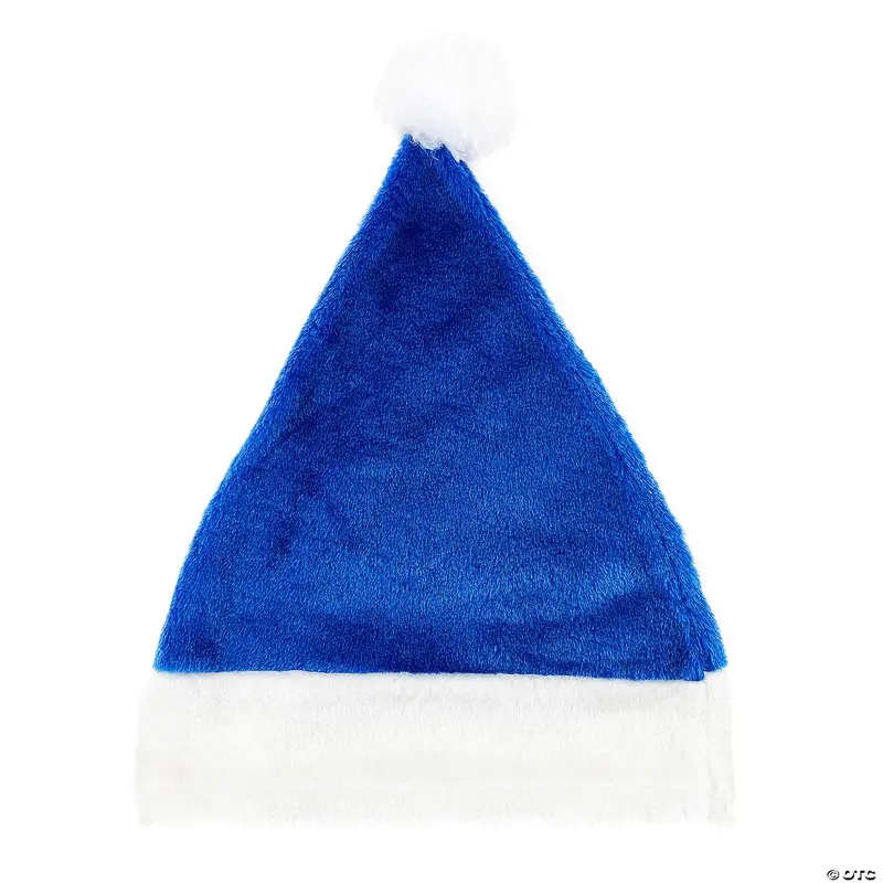 Blue Plush Santa Hat For Adults 1