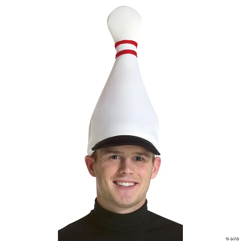 Bowling Pin-Shaped Adult Hat – Retro Sporty Costume Hat 1