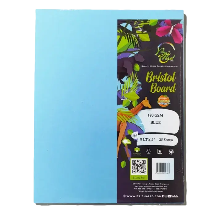 Bricha Bristol Board – 180 Gsm Blue Drawing Paper (25 Sheets) 1