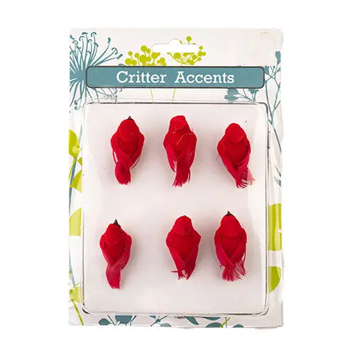 Cardinal Bird Clip-On Ornaments – Set Of 6, 2.5-Inch Red-Accented Figurines 1