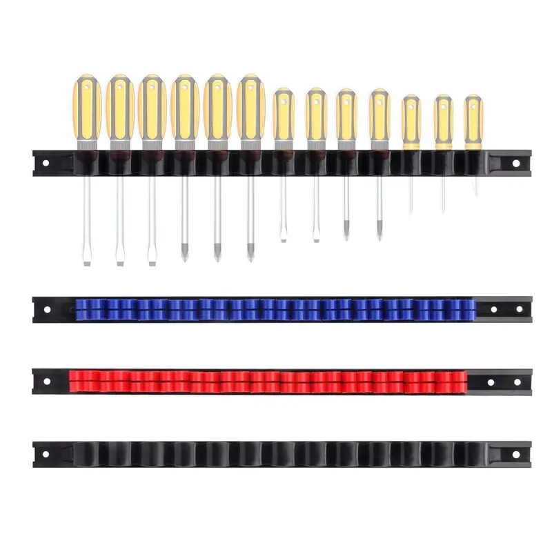 Casoman 4-Piece Modular Tool Organizer: Plastic Rail System With Clips For Screwdrivers And Wrenches 1