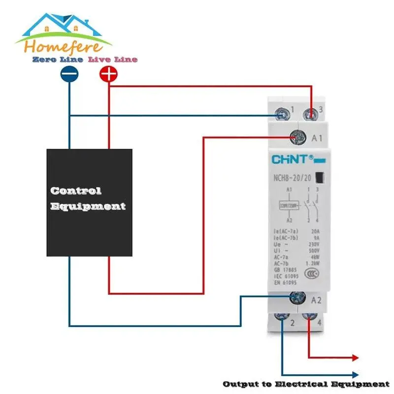 Chint Nch8 Din-Rail Household Contactors – Nch8-40/40 & Nch8-63/40 Models, 40A/63A, 220V Ac 1