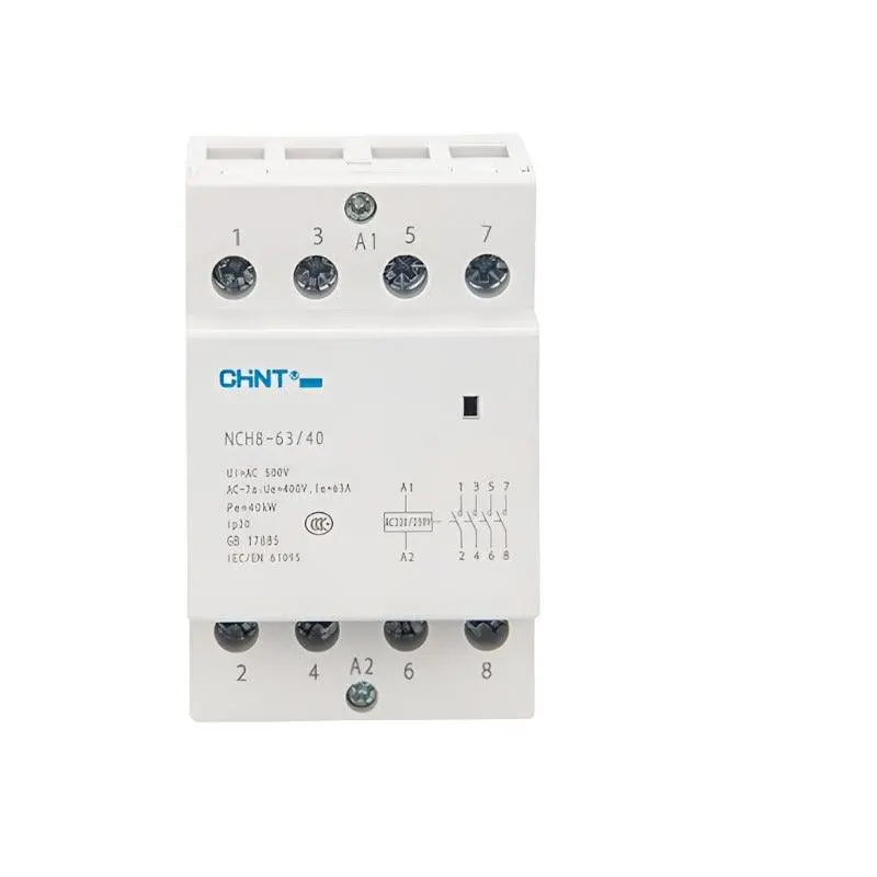 Chint Nch8 Din-Rail Mounted 3-Phase Ac Contactor – 220V/500V~, 40A/63A, 4No Or 2No+2Nc Configurations 1