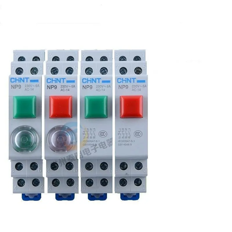 Chint Np9 Illuminated Push Button – Din-Rail Mount, Reset Function, Led Indicator, 220V Ac 1