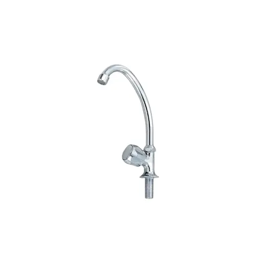 Chrome Goose Neck Faucet – 1/2" Threaded Swivel Spout With Water Flow Control (29-011Ps) 1