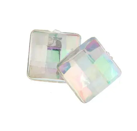Clear Faceted Acrylic Square Bead, 10Mm 1