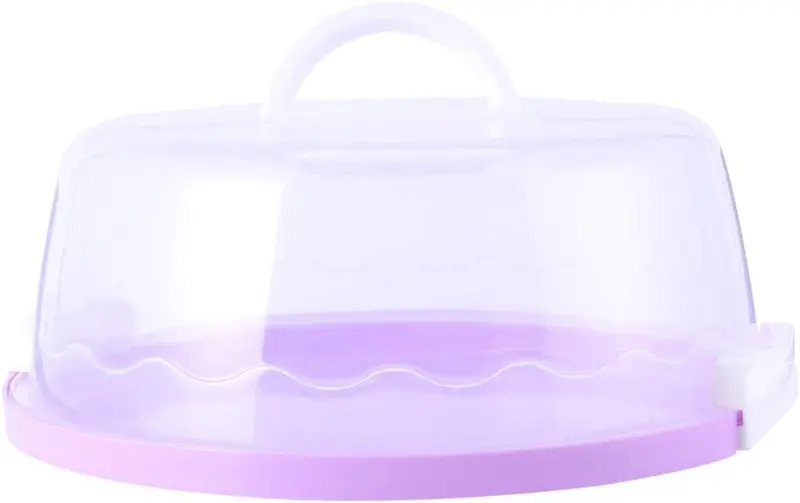 Clear Round Plastic Cake Carrier With Dome Lid & Handle – Food-Safe Transport Case For Cakes, Pies, Cupcakes, And Pastries 1