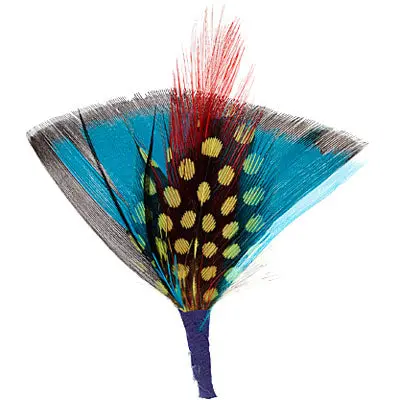 Colorful Fan-Shaped Hat Trim – 7 Cm, Turquoise, Black, Red, Yellow Blend 1