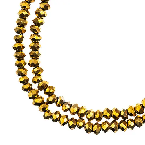 Crystal Lane 1.5X2.5Mm Gold Iris Opaque Rondelle Beads – 2-Strand 7-Inch Pack (Approx. 246 Pieces) 1