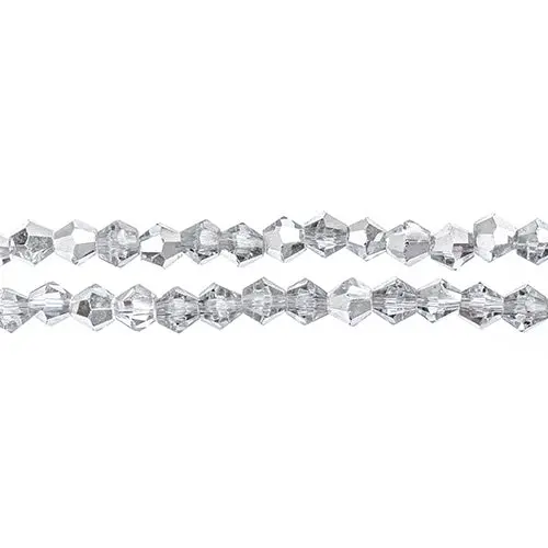 Crystal Lane 4Mm Half Silver Iris Transparent Bicone Beads – 2-Strand 7-Inch Pack (Approx. 96 Pieces) 1