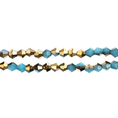 Crystal Lane 4Mm Opaque Dark Blue With Half-Gold Iris Bicone Beads – 2-Strand 7-Inch String (~96 Pcs) 1