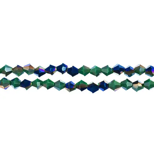 Crystal Lane 4Mm Opaque Dark Green With Half-Blue Iris Bicone Beads – 2-Strand 7-Inch String (~96 Pcs) 1