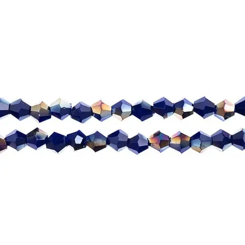 Crystal Lane 4Mm Opaque Dark Sapphire With Half-Iris Bicone Beads – 2-Strand 7-Inch String (~96 Pcs) 1