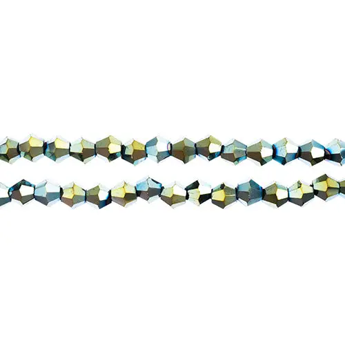 Crystal Lane 4Mm Opaque Green Iris Bicone Beads – 2-Strand 7-Inch String (~96 Pcs) 1