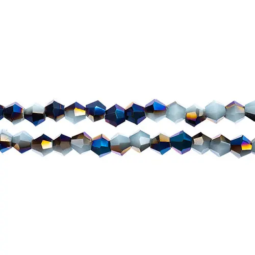 Crystal Lane 4Mm Opaque Light Blue With Half-Blue Iris Bicone Beads – 2-Strand 7-Inch String (~96 Pcs) 1