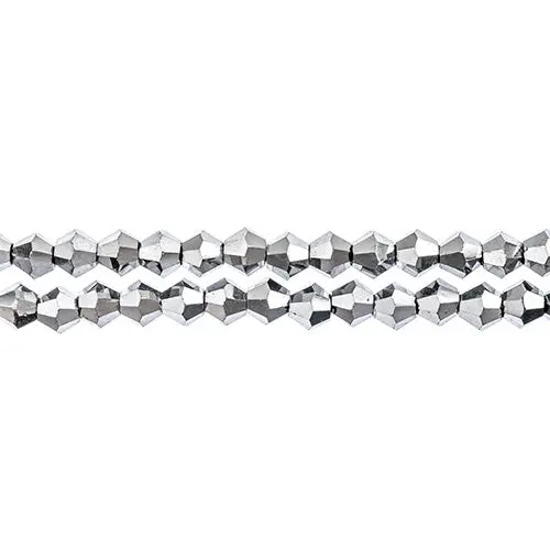 Crystal Lane 4Mm Silver Iris Opaque Bicone Beads – 2-Strand 7-Inch Pack (Approx. 96 Pieces) 1
